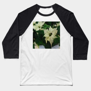 White Poinsettia Watercolor Flower  - Christmas Holiday Florals Baseball T-Shirt